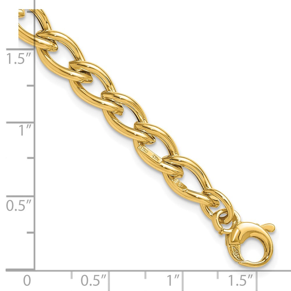 14K Polished Fancy Oval Link Bracelet 7.5  inches