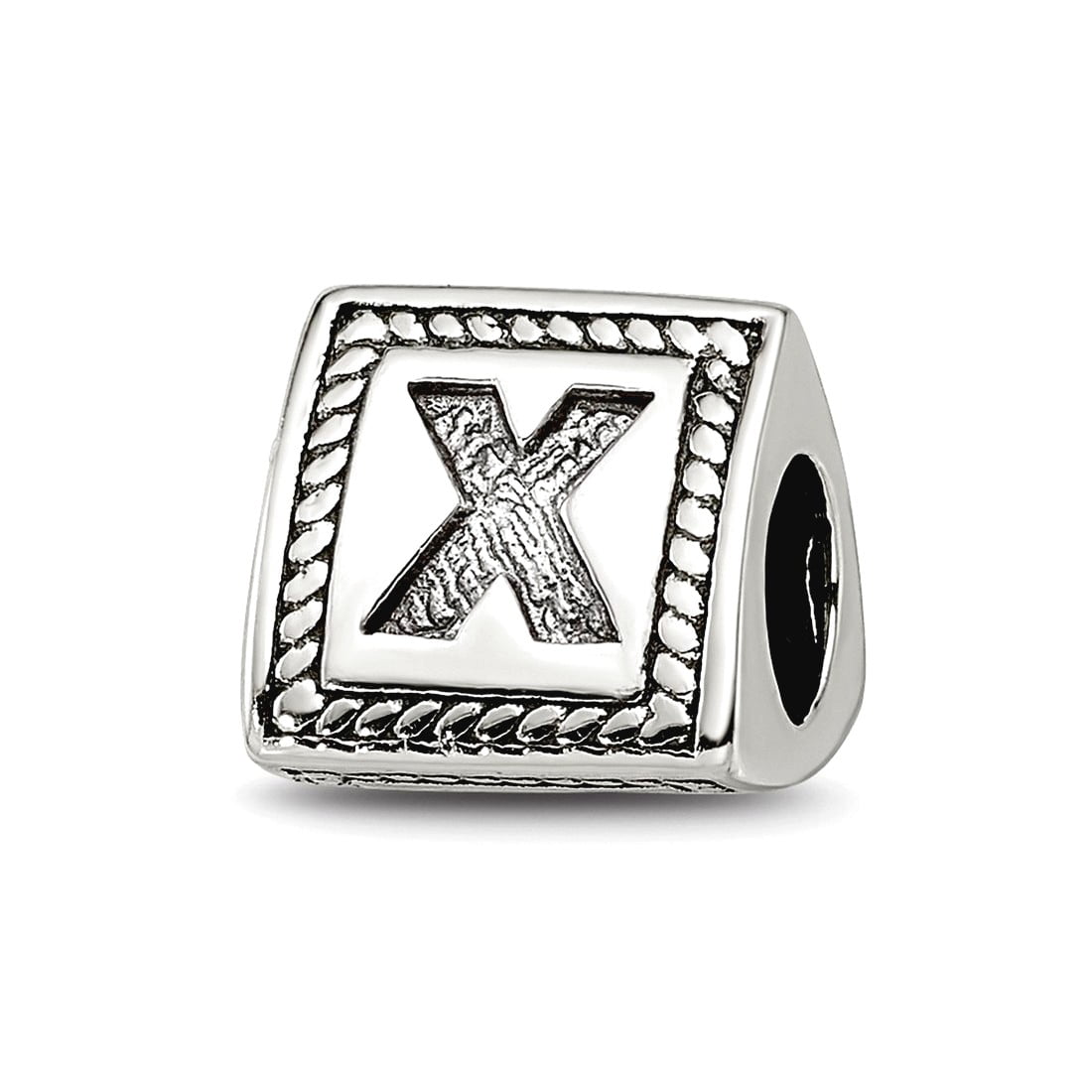 925 Sterling Silver Polished Artisan Oxidized Reflections Letter Name Personalized Monogram Initial X Triangle Block Bea