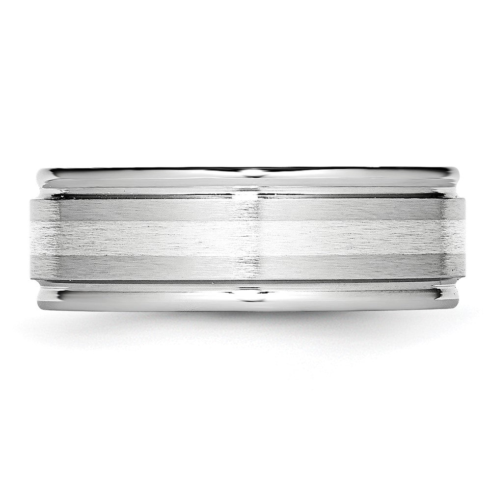 Cobalt Sterling Silver Inlay Satin and Polished 8mm Band Size - 10