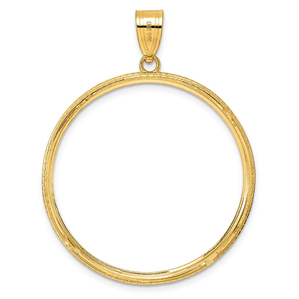 14k Polished Squares with 32.7mm Prong Coin Bezel Pendant