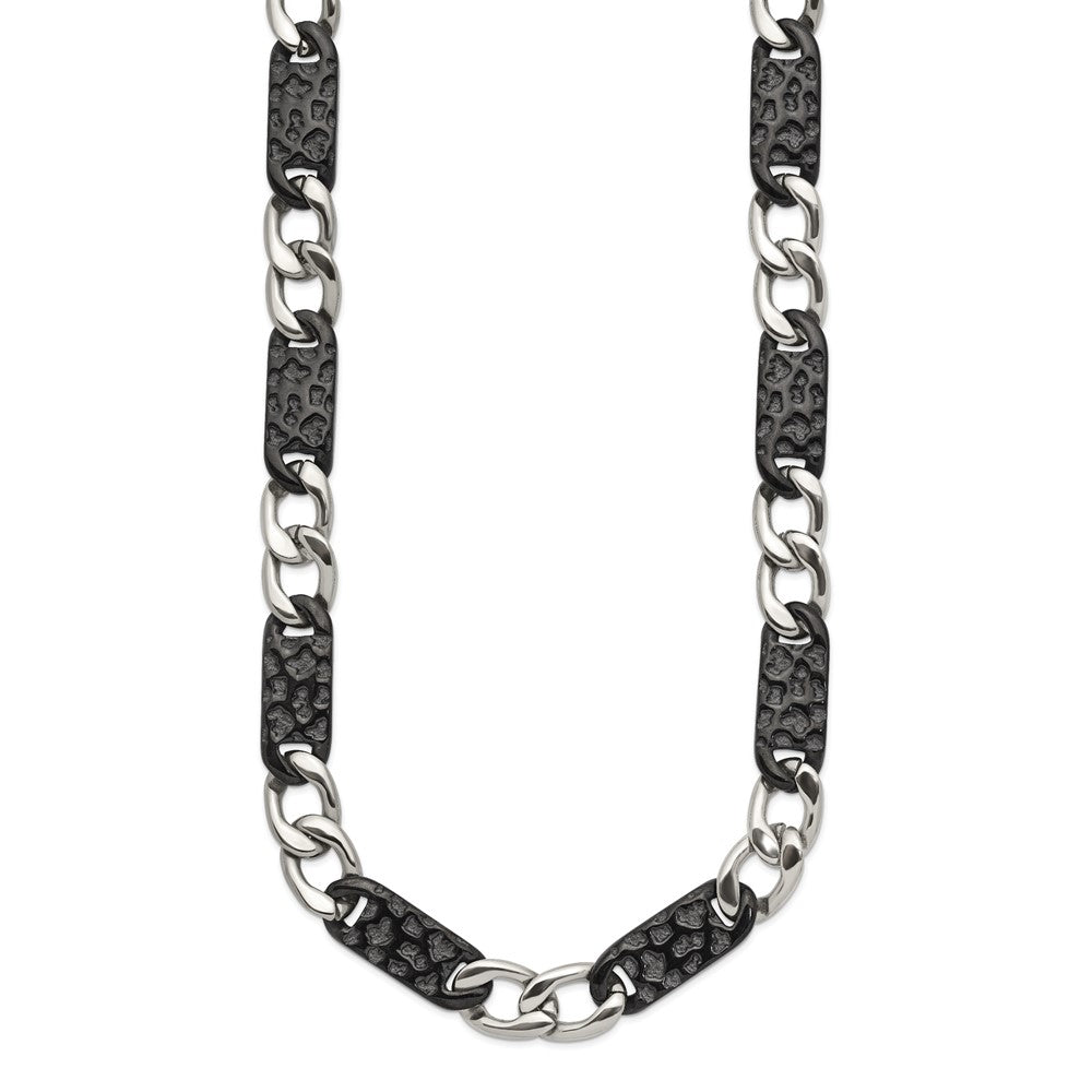Stainless Steel Polished Black IP-plated Link 24in Necklace