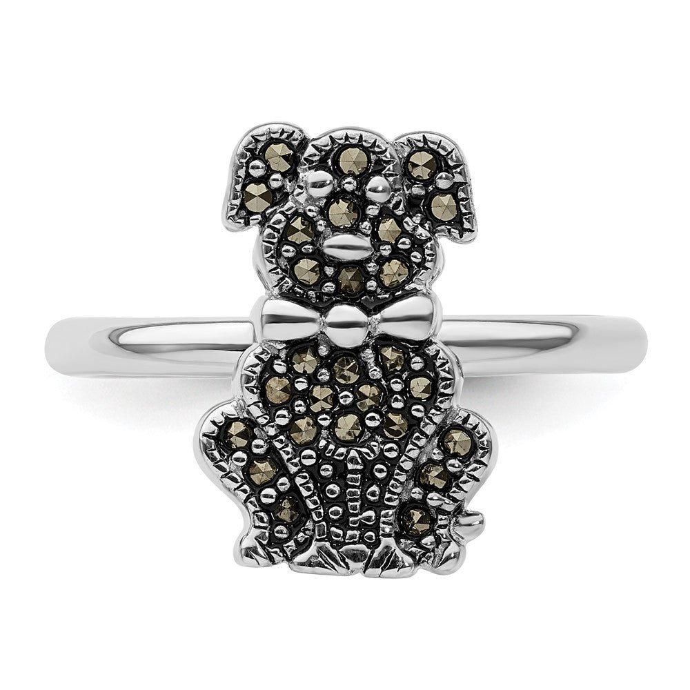 Sterling Silver Stackable Expressions Marcasite Dog Ring Size -8