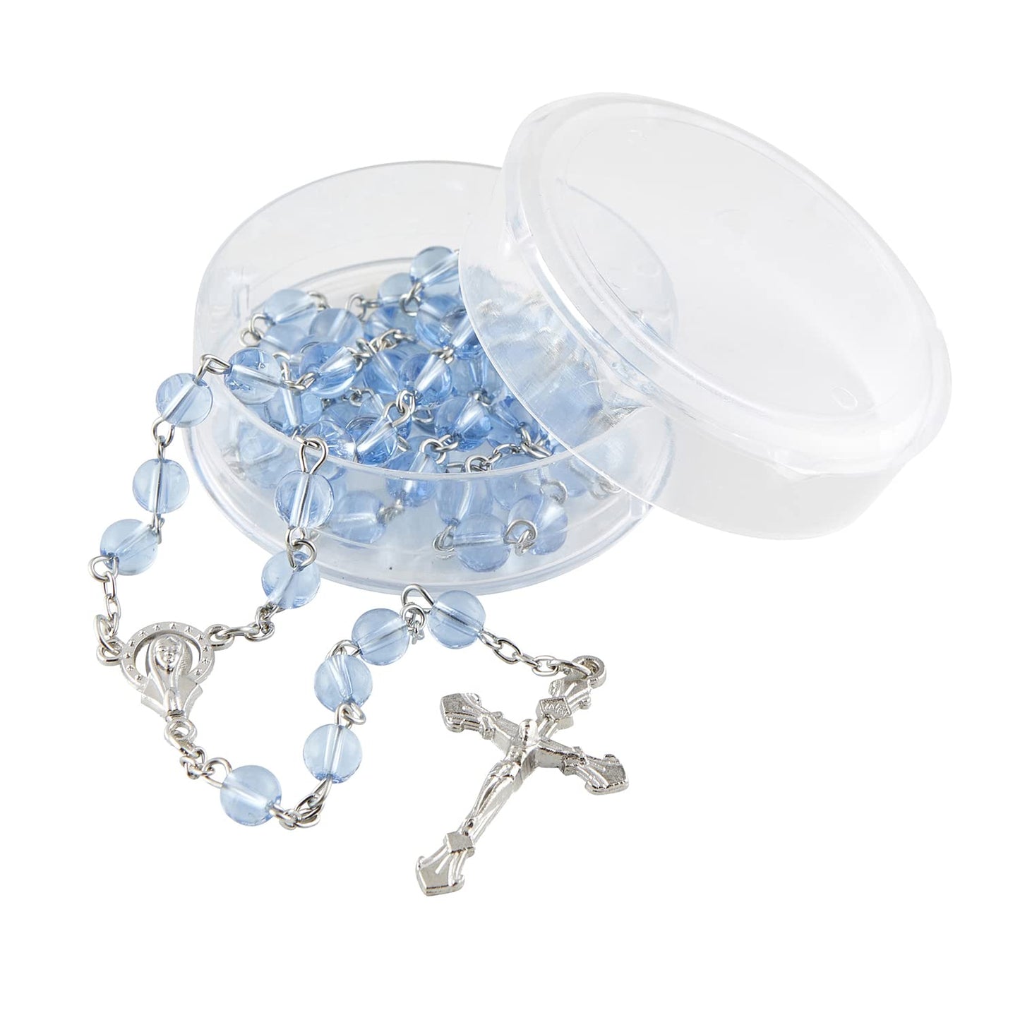 Light Blue Glass Bead Rosary