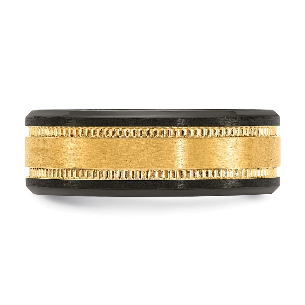 Black Zirconium Brushed & Polished w/Yellow IP-plated Center 8mm Band Size - 8
