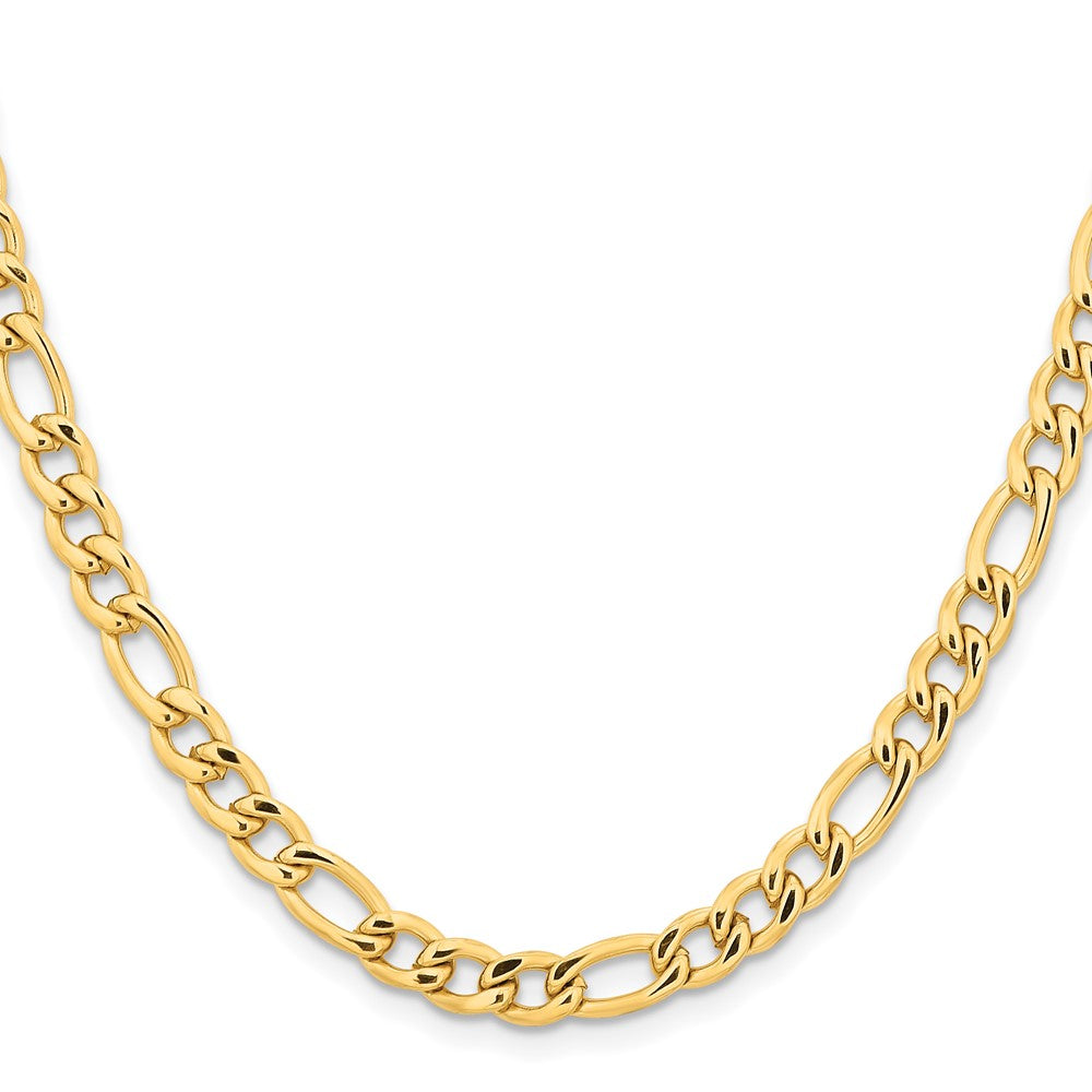 Stainless Steel Polished Yellow IP-plated 6.3mm 22in Figaro Chain