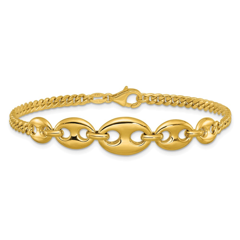 14K Polished Fancy Curb Link Bracelet 7.5  inches