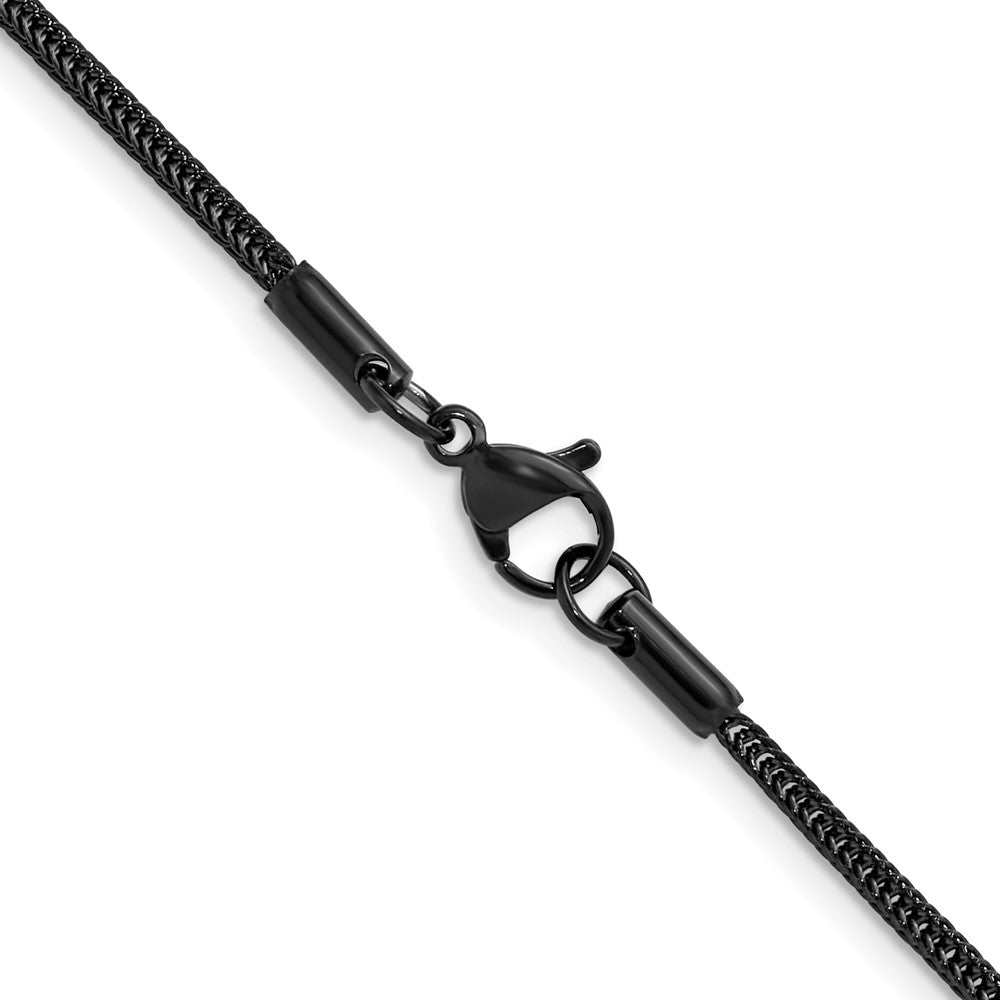 Chisel Stainless Steel Polished Black IP-plated 1.5mm 18 inch Square Wheat Chain