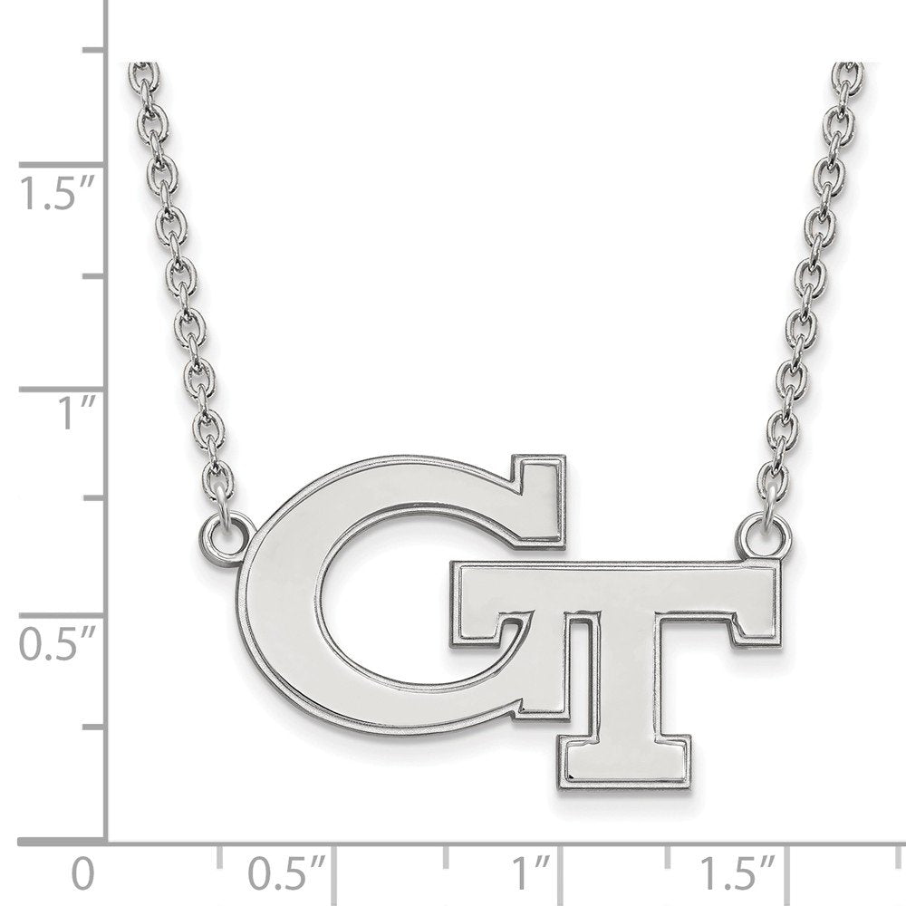Sterling Silver Georgia Tech Large Pendant Necklace
