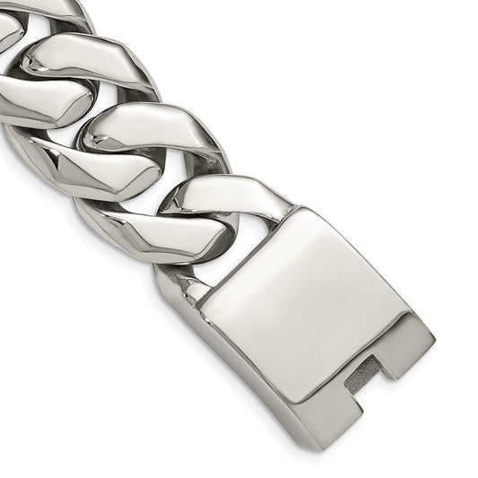 Chisel  Stainless Steel Polished 9 inch Fancy Curb Bracelet 9 inches