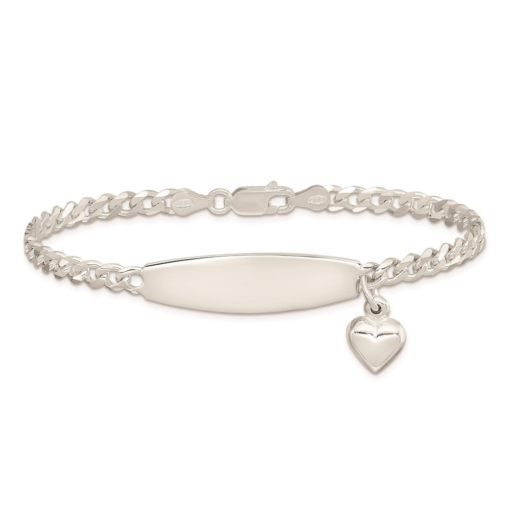 Sterling Silver w/Heart Charm ID Bracelet 7.5 inches