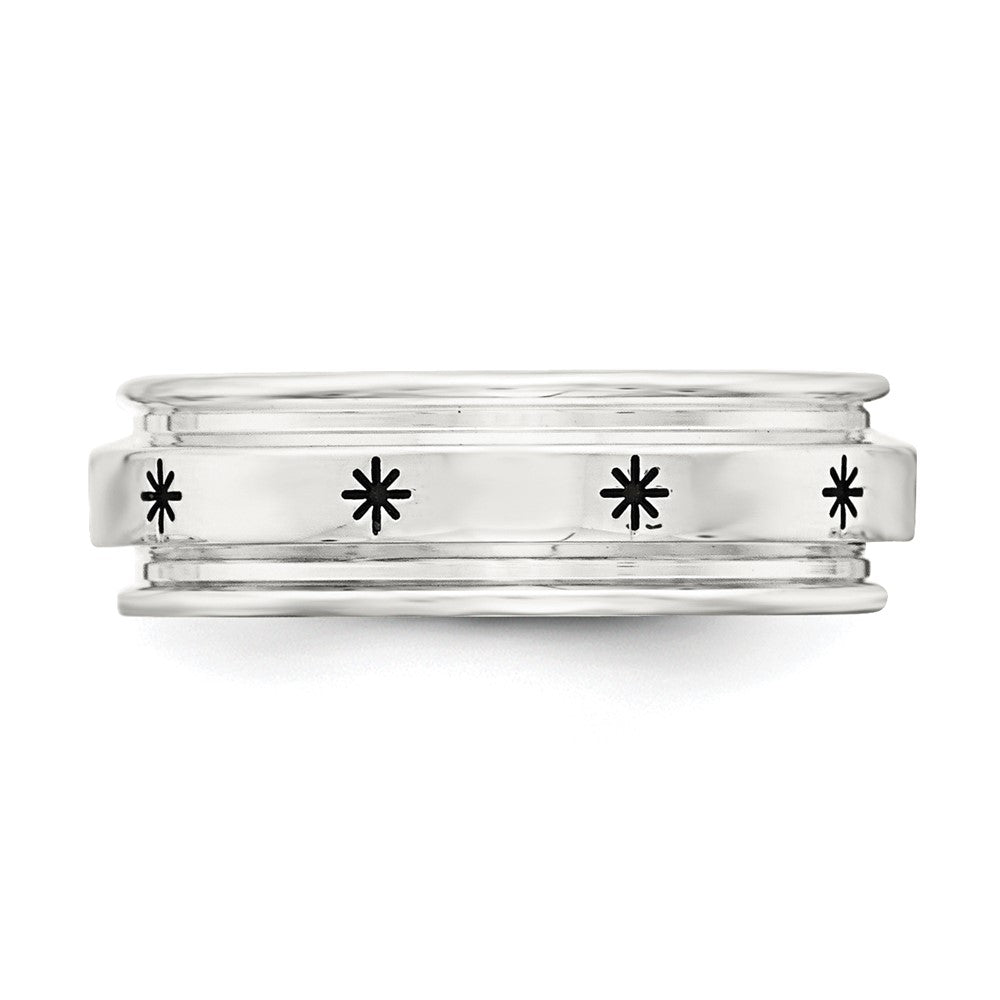 SS 7mm Enamel Fancy Band Size 10.5