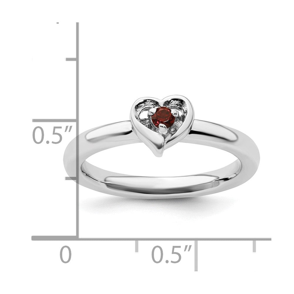 Sterling Silver Stackable Expressions Garnet Heart Ring Size -9