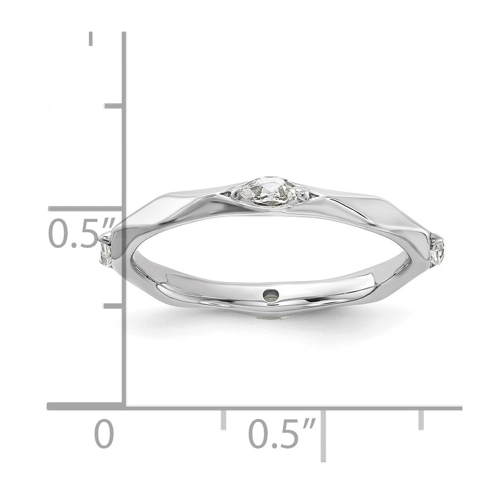 Sterling Silver Stackable Expressions Rhodium-plated White Topaz Ring Size -8