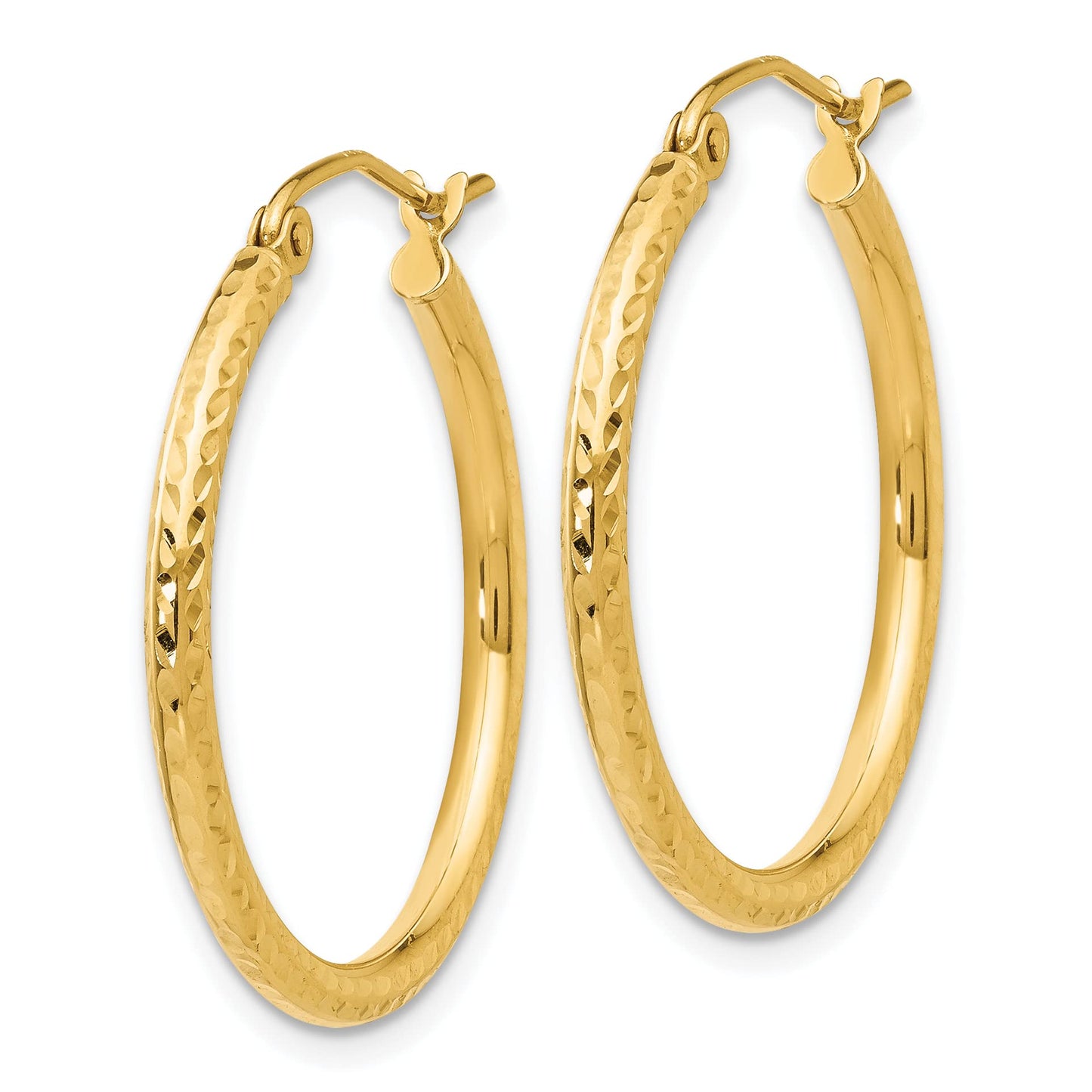 14 Karat Yellow Gold Diamond-Cut 2mm Round Tube Ho