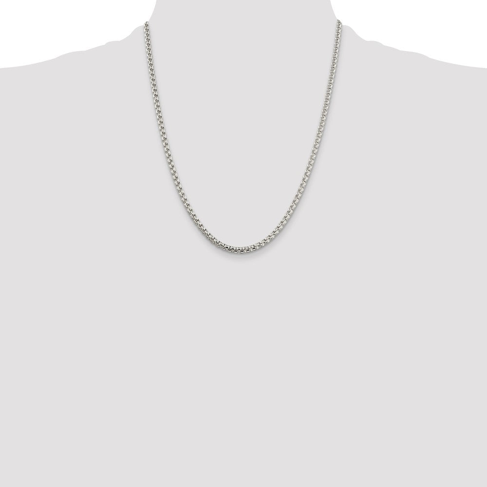 Sterling Silver 3.6mm Round Box Chain 22 Inches