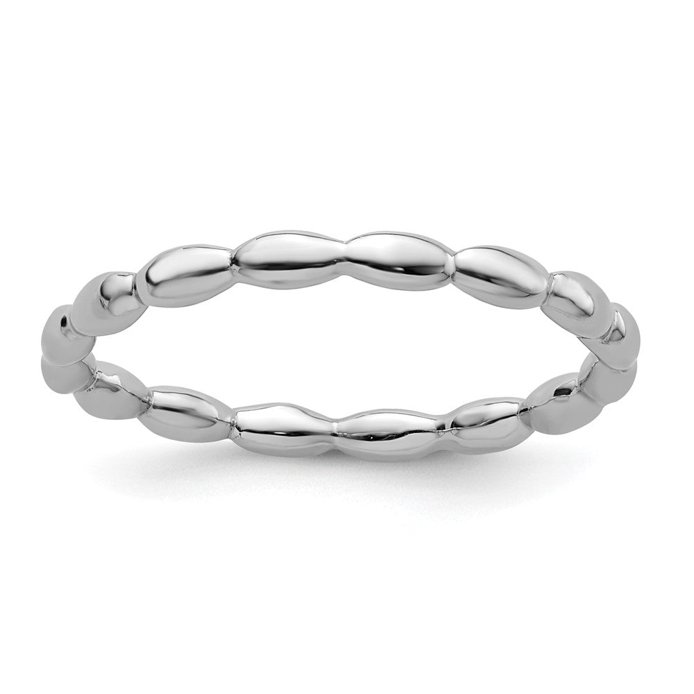 Sterling Silver Stackable Expressions Rhodium Rice Ring Size -10