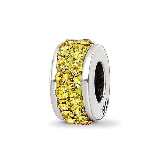 Sterling Silver Reflections Yellow Double Row Preciosa Crystal Bead