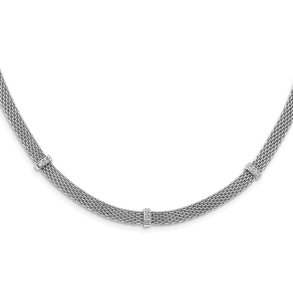 Sterling Silver Rhodium-plated CZ Necklace