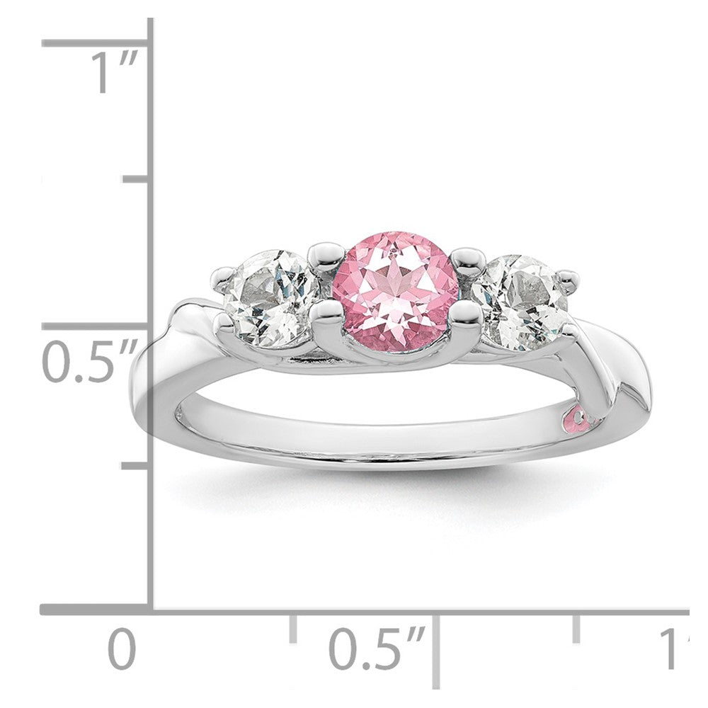 Survivor Collection 10K White Gold Rhodium-plated White and Pink Swarovski Topaz Joanna Ring