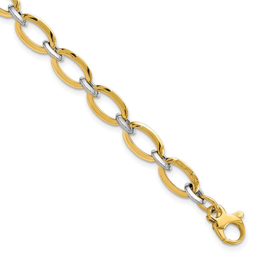 14K Two-tone Polished w/.5in ext. Bracelet 7  inches