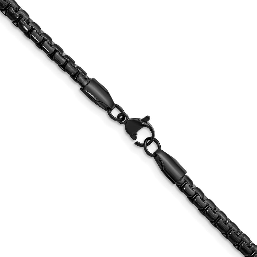 Chisel Stainless Steel Polished Black IP-plated 4mm 22 inch Flat Box Chain
