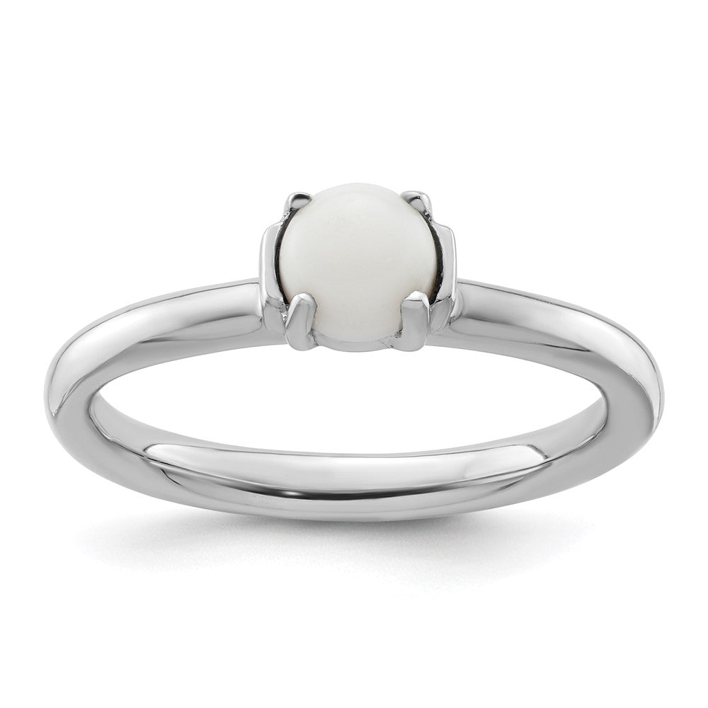 Sterling Silver Stackable Expressions Polished White Agate Ring Size -10