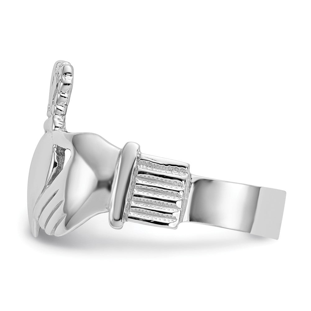 14k White Gold Men's Claddagh Ring Size 9