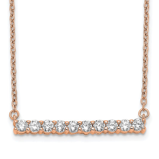 14k Rose Gold 1/2 carat Lab Grown Diamond VS/SI+ G+ 18 inch Bar Necklace