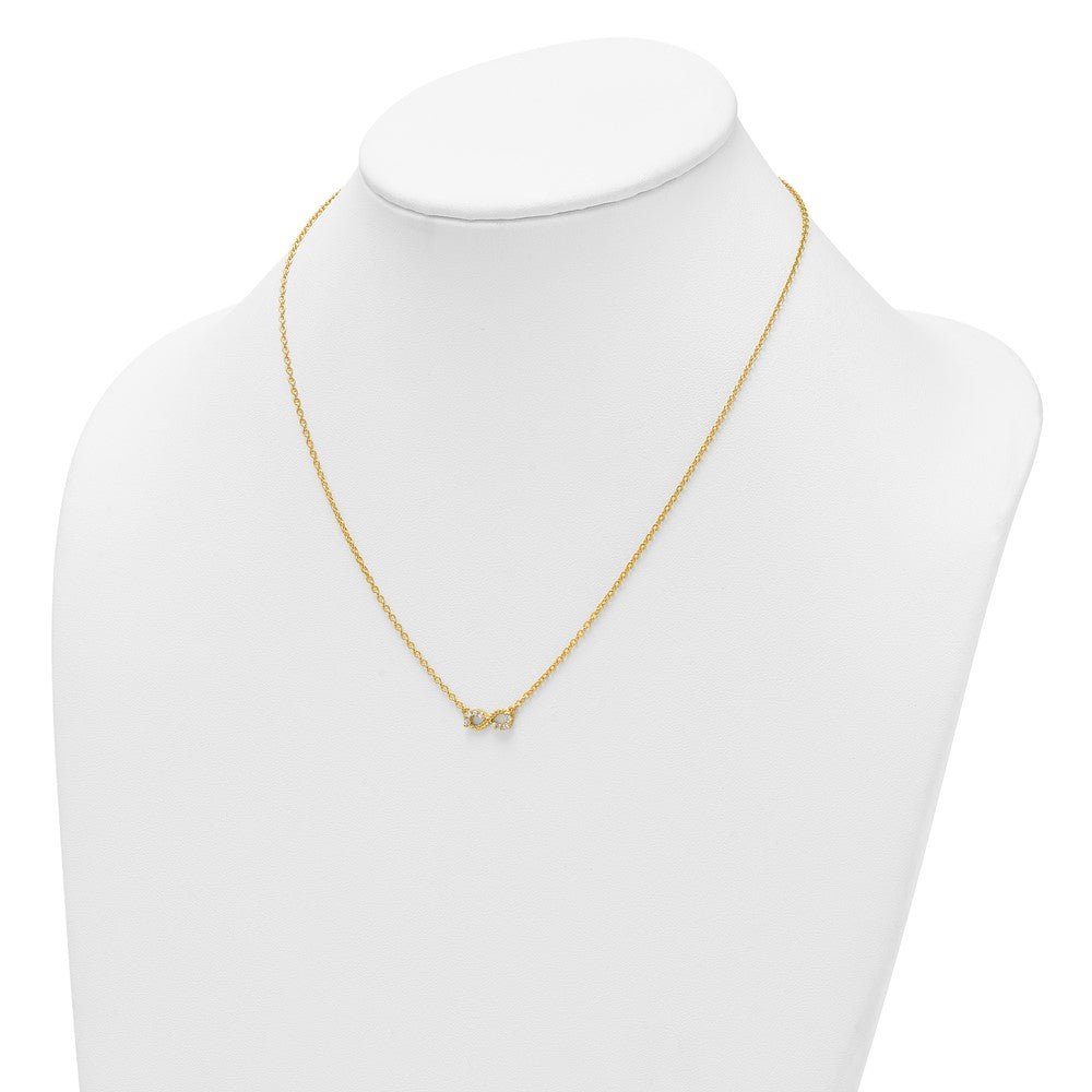14K Polished and Beaded 1/8 carat Diamond Infinity Symbol 18 inch Necklace