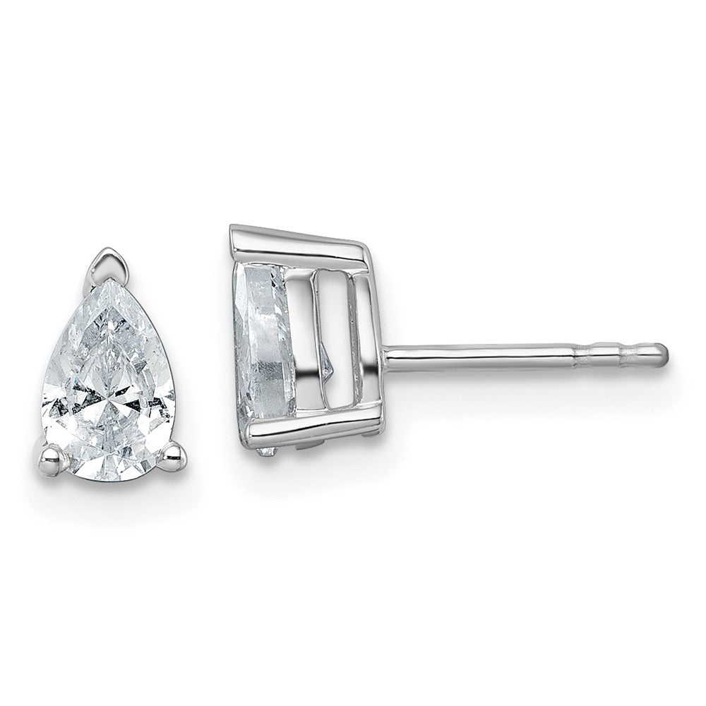 14k White Gold 1 ctw Lab Grown Diamond VS/SI+ G+ Pear 4 Prong Heavy Wt. Stud Earrings