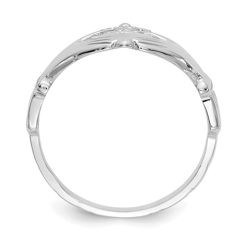 14k White Gold Polished Claddagh Ring Size 7
