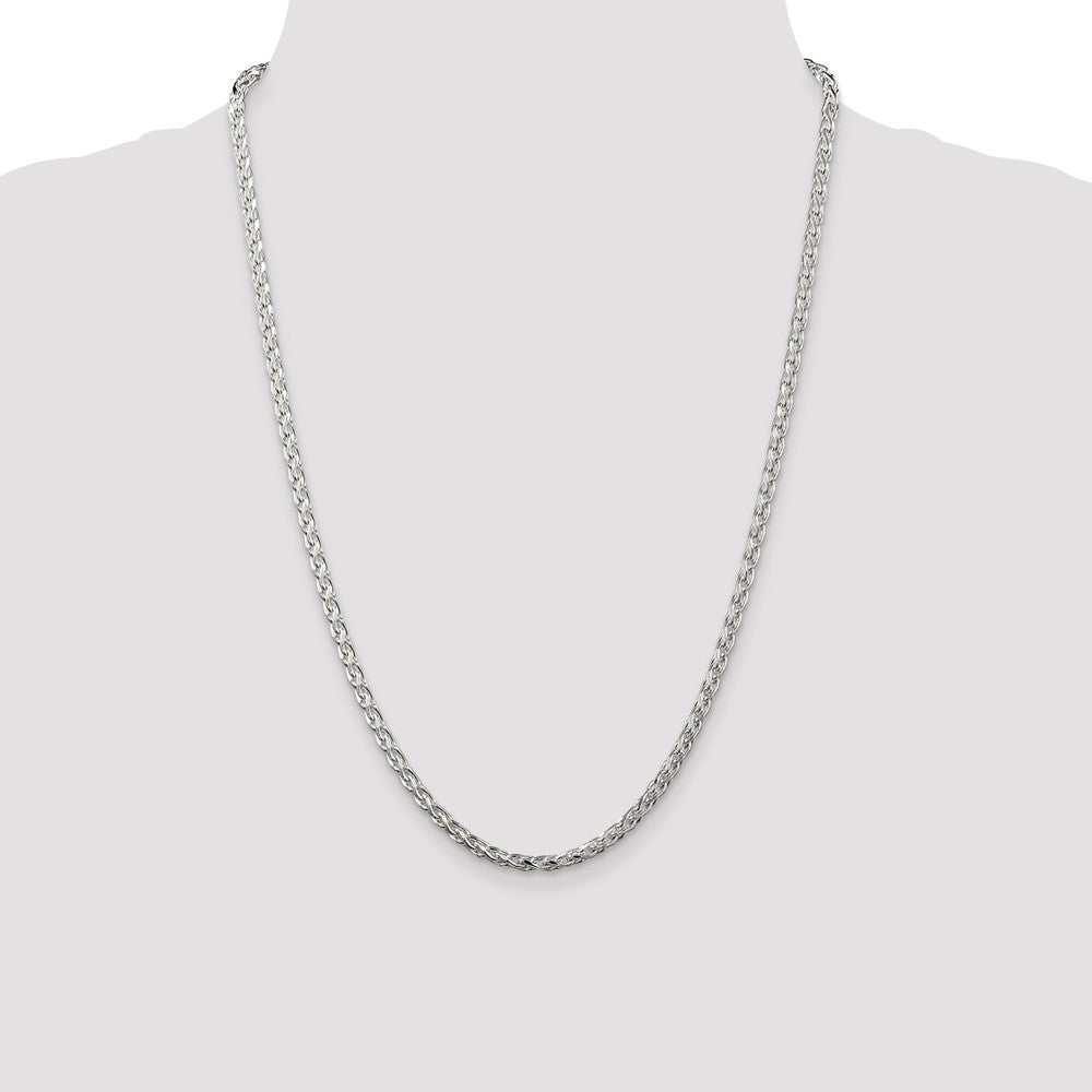 Sterling Silver 3.5mm Diamond-cut Round Spiga Chain 24 Inches