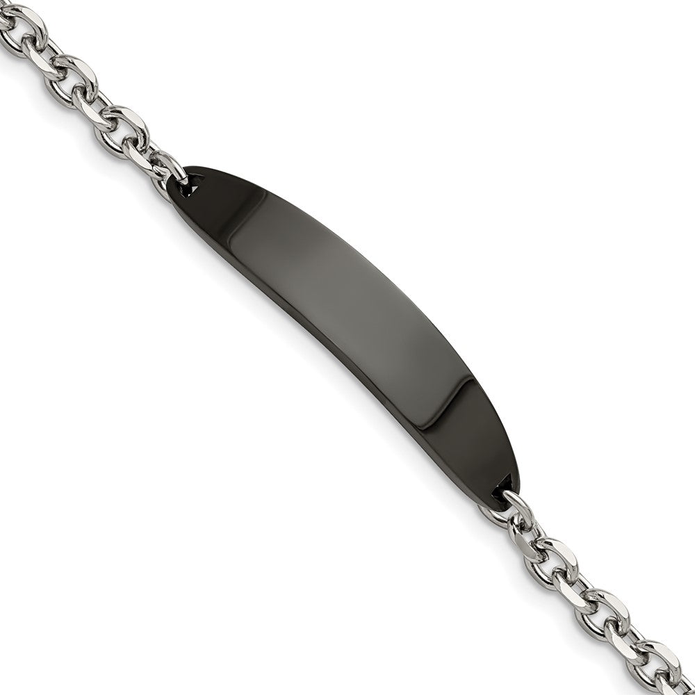 Stainless Steel Polished Black IP-plated 8in ID Bracelet 8 inches