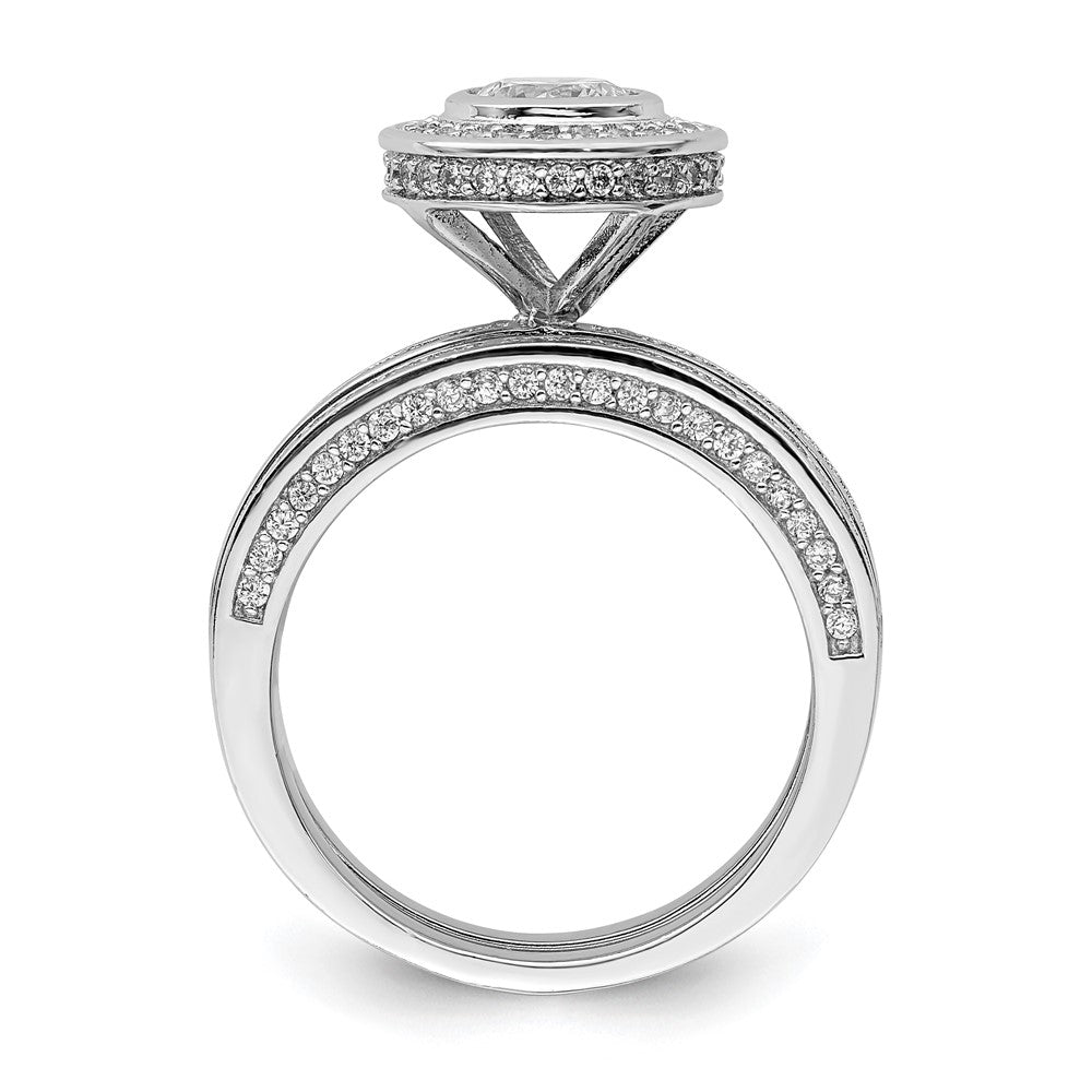 Sterling Silver Rhodium-plated CZ Round Cut 3 Piece Set Ring