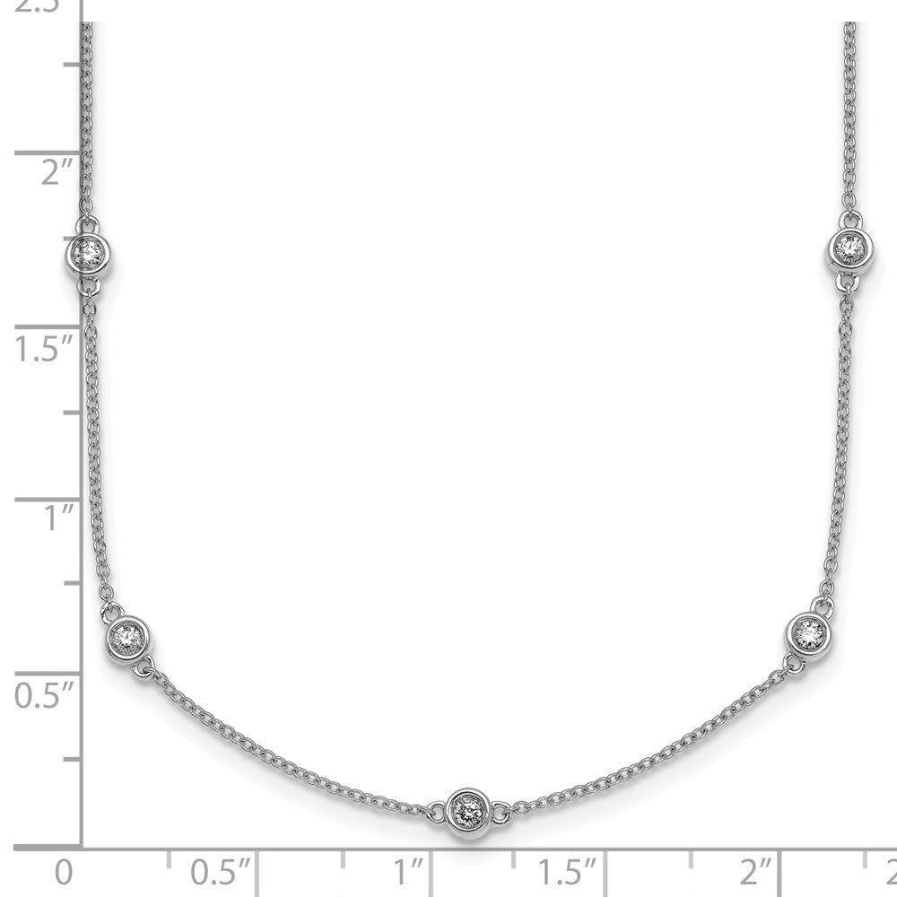 14k White Gold Complete 1/2 carat Bezel-set Diamond and Cable Chain 15-Station 18 inch Necklace