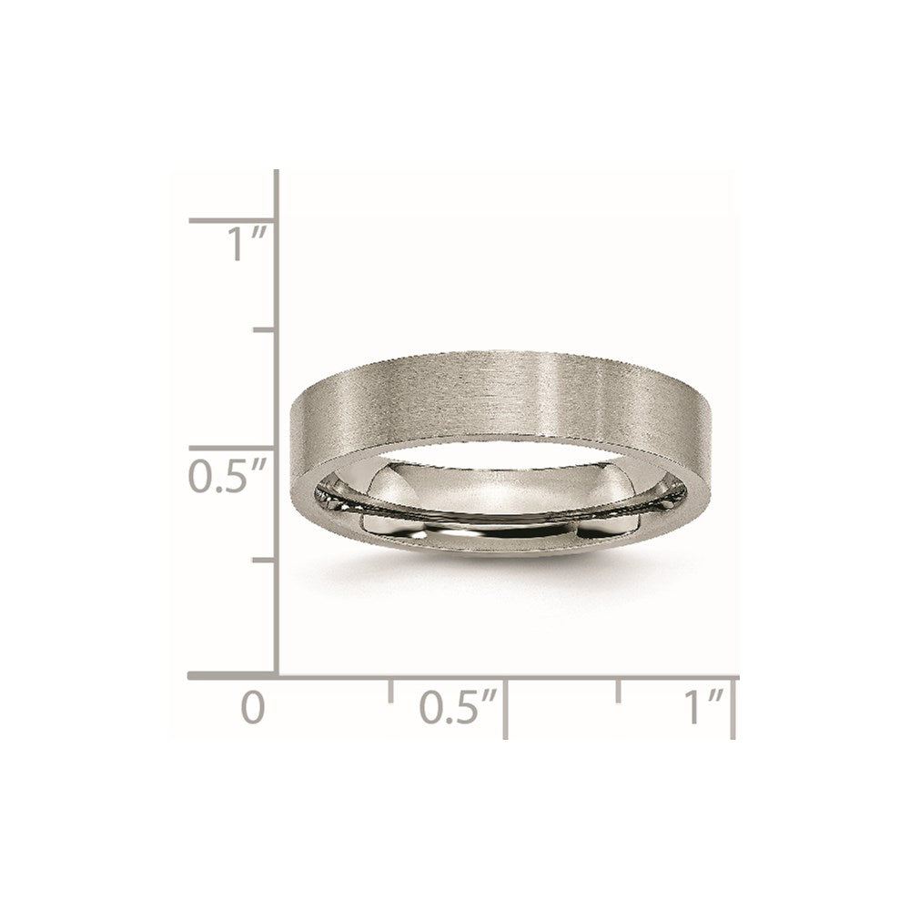 Titanium Brushed 5mm Flat Band Size - 8.5