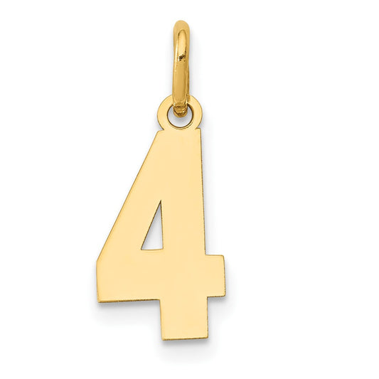 14k Small Polished Number 4 Charm