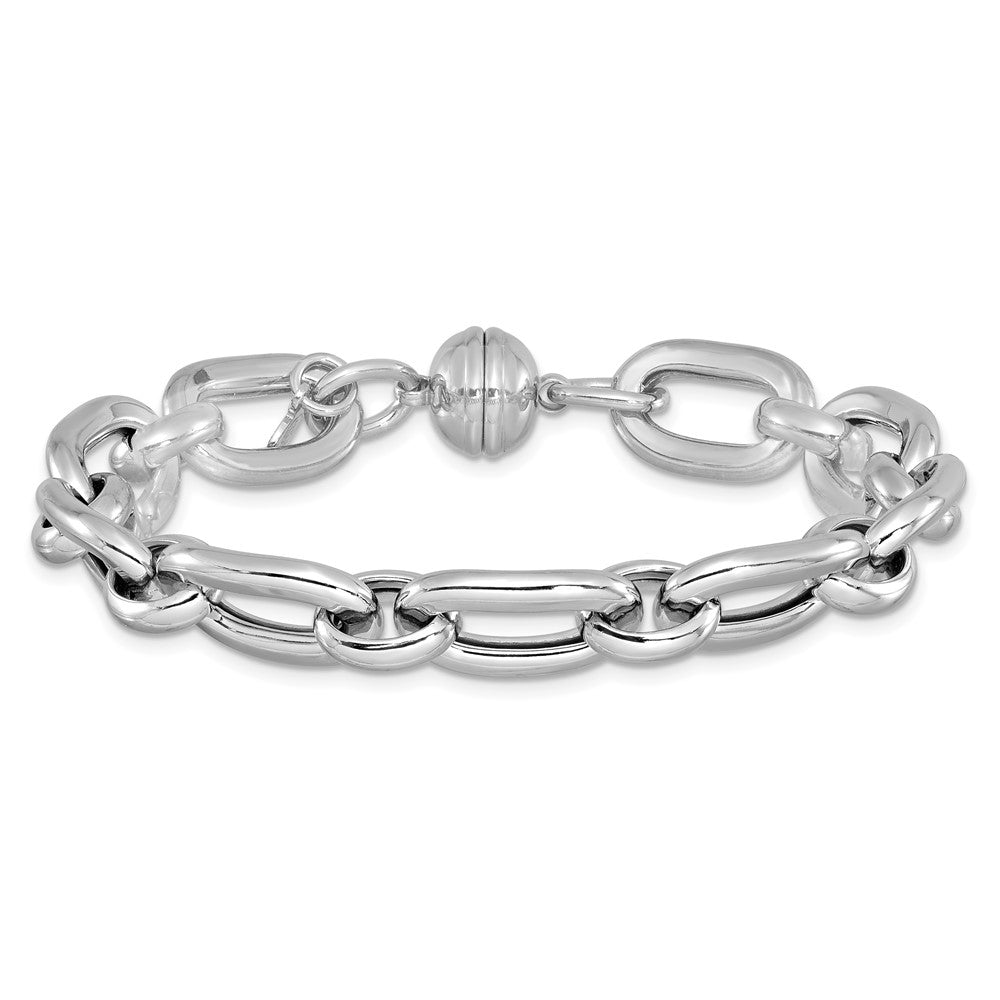 Sterling Silver Rhodium-plated Polished Fancy Link Bracelet 8  inches