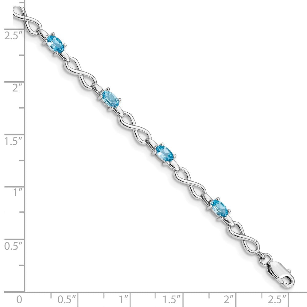 Sterling Silver Rhodium-plated Blue Topaz Bracelet 7.5 inches