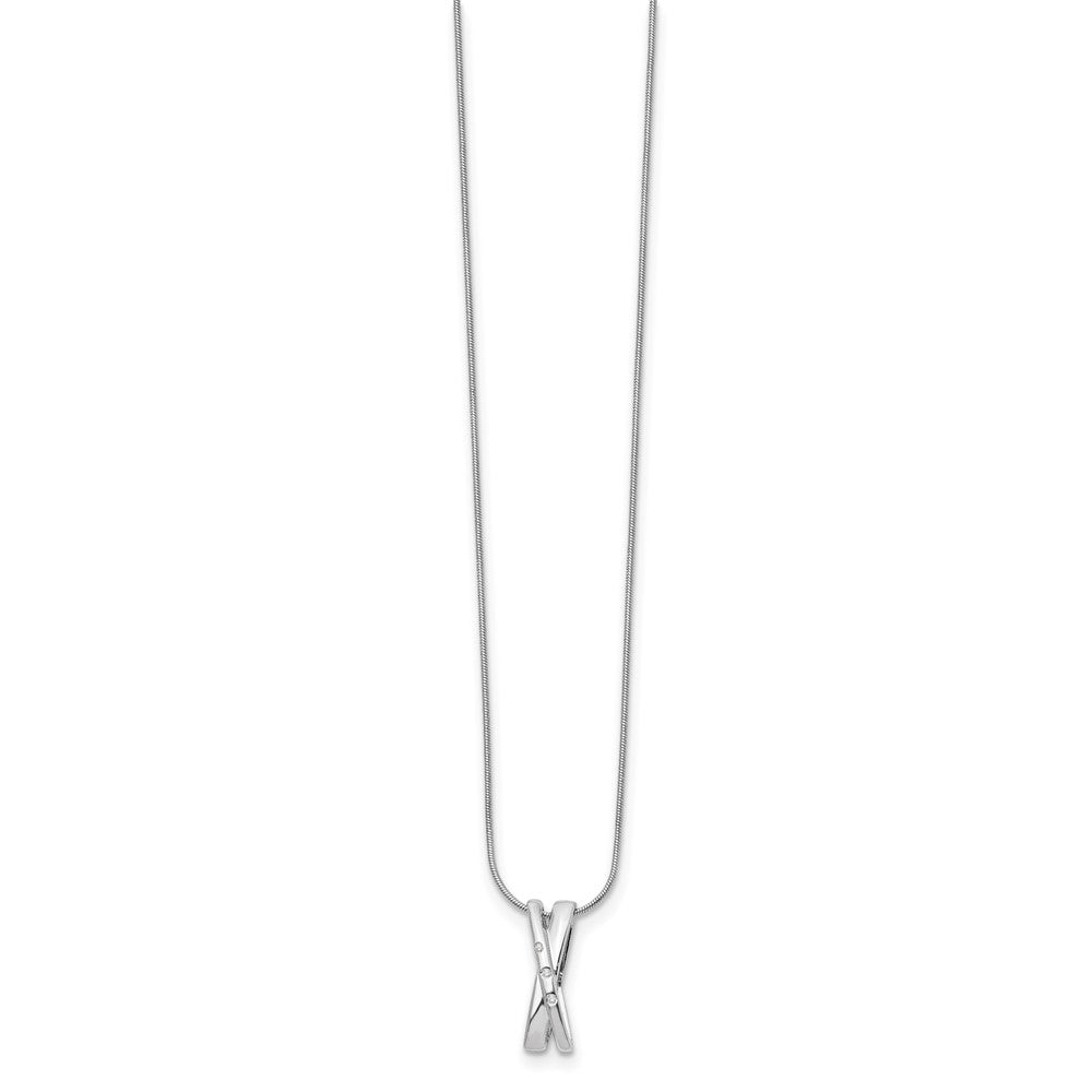 White Ice Sterling Silver Rhodium-plated 18 Inch Diamond Crossover Necklace with 2 Inch Extender 18 Inches