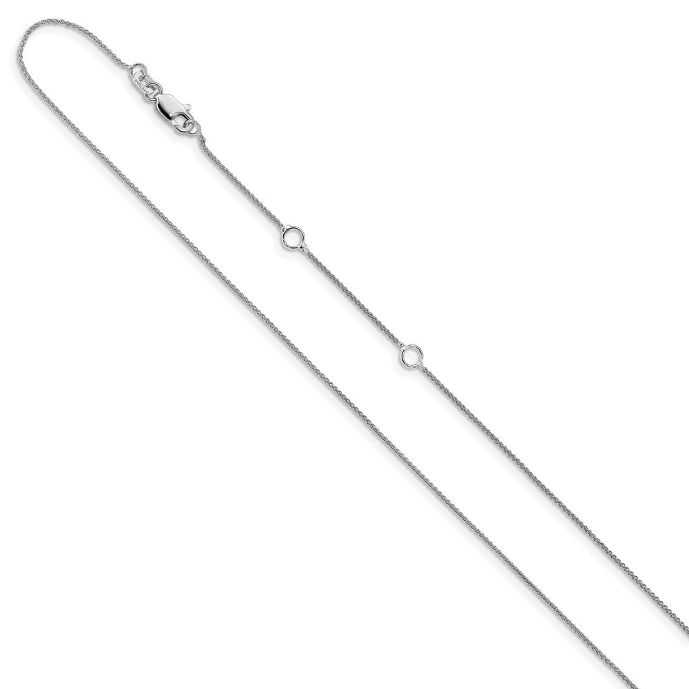 10k White Gold .8mm Baby Spiga 1in+1in Adjustable Chain