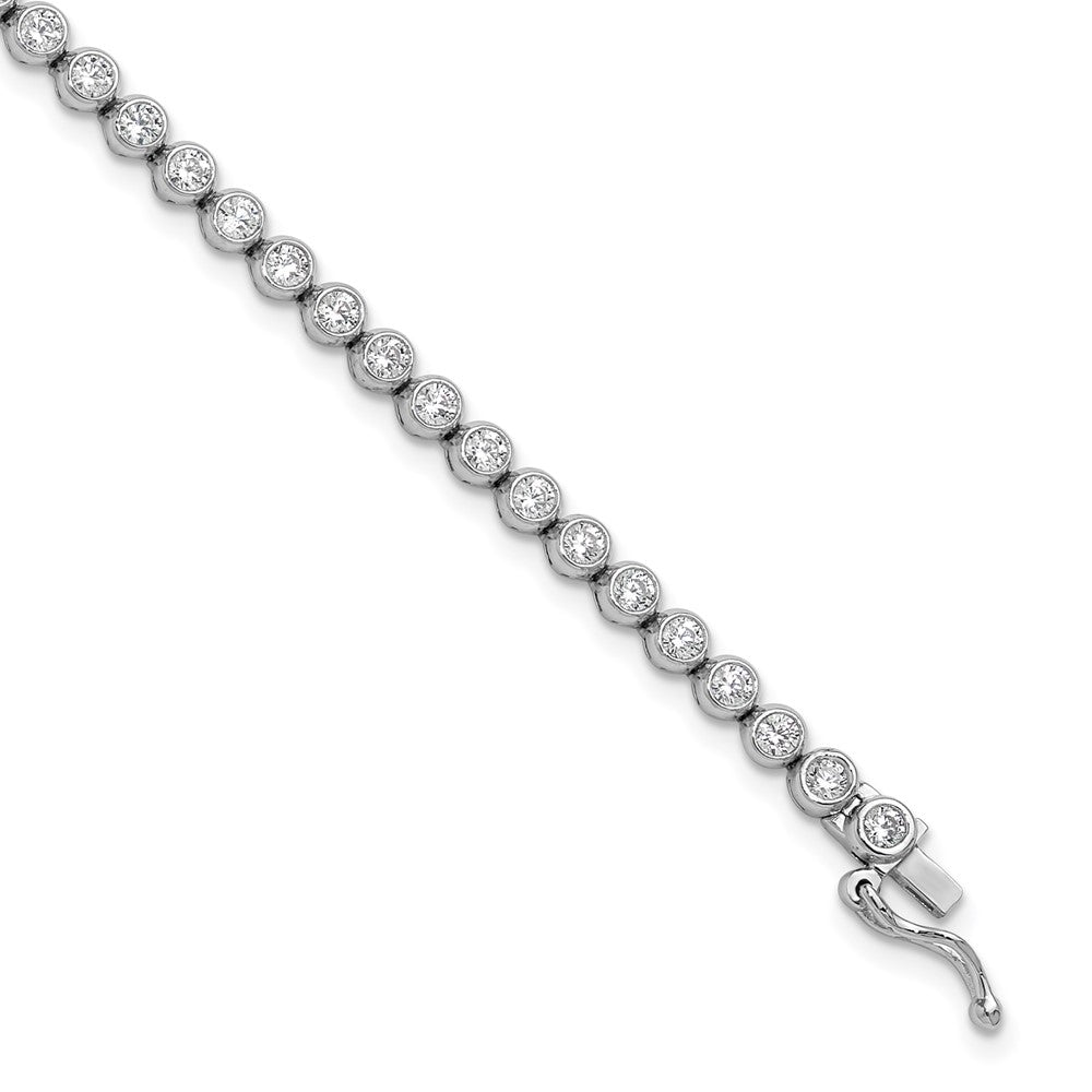 Sterling Shimmer Sterling Silver Rhodium-plated Bezel Set 2.3mm CZ 55 Stone 8 inch Bracelet 8 inches