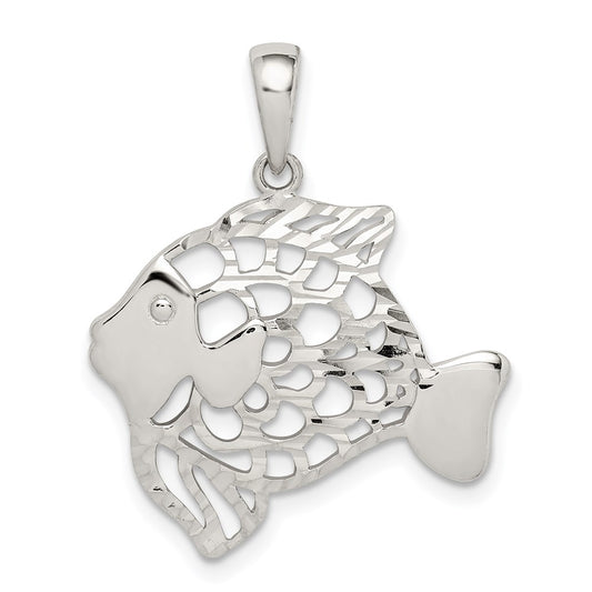 Sterling Silver Diamond-cut Fish Pendant