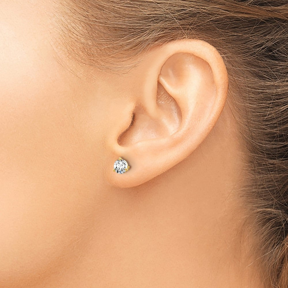14k Yellow Gold 3/4 ctw Lab Grown Diamond VS+ F+ Round 3 Prong Heavy Wt. Stud Earrings