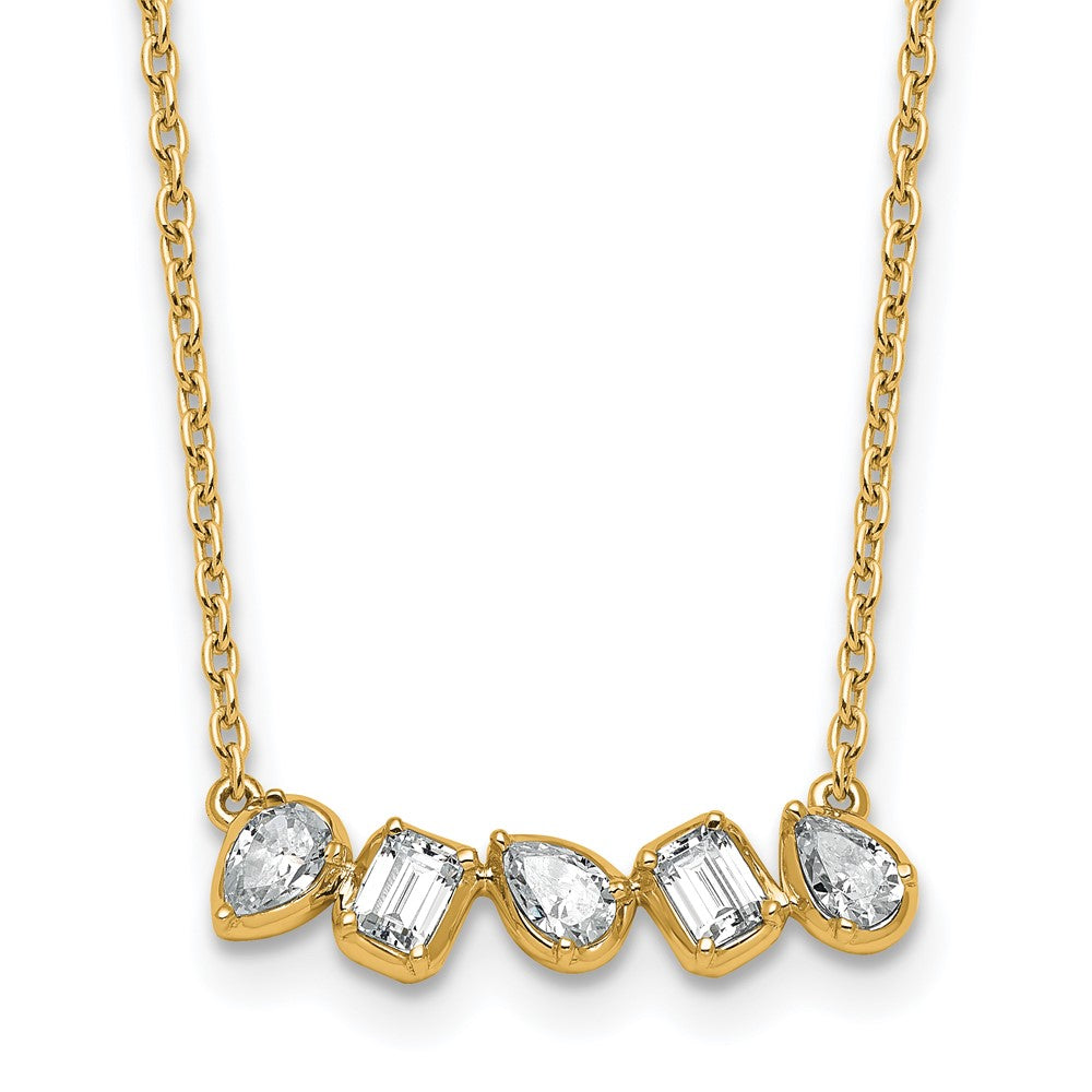 True Origin 14K Yellow Gold 5/8 carat Lab Grown Diamond VS+ F+ 18 in Complete Fashion Bar Necklace