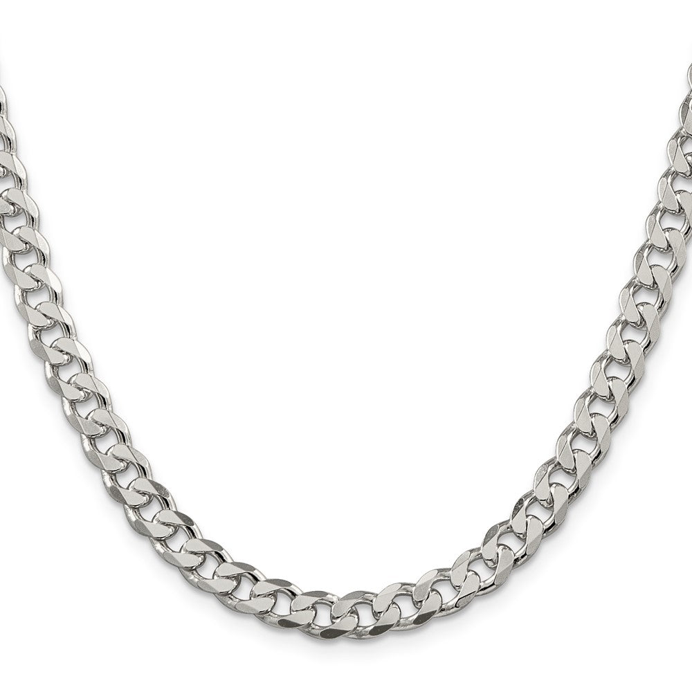 Sterling Silver 7mm Pav‚ Curb Chain 26 Inches
