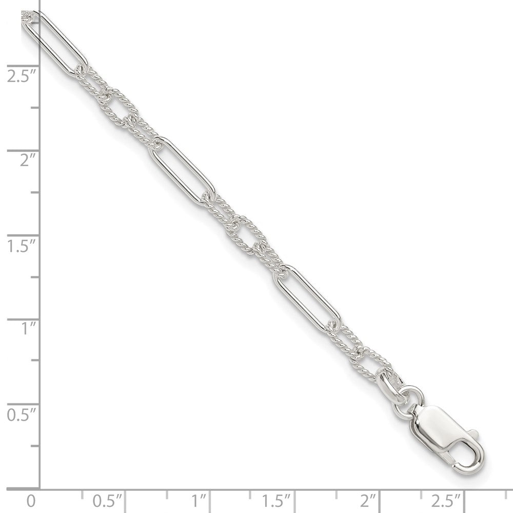 Sterling Silver Fancy Link Anklet 10 inches