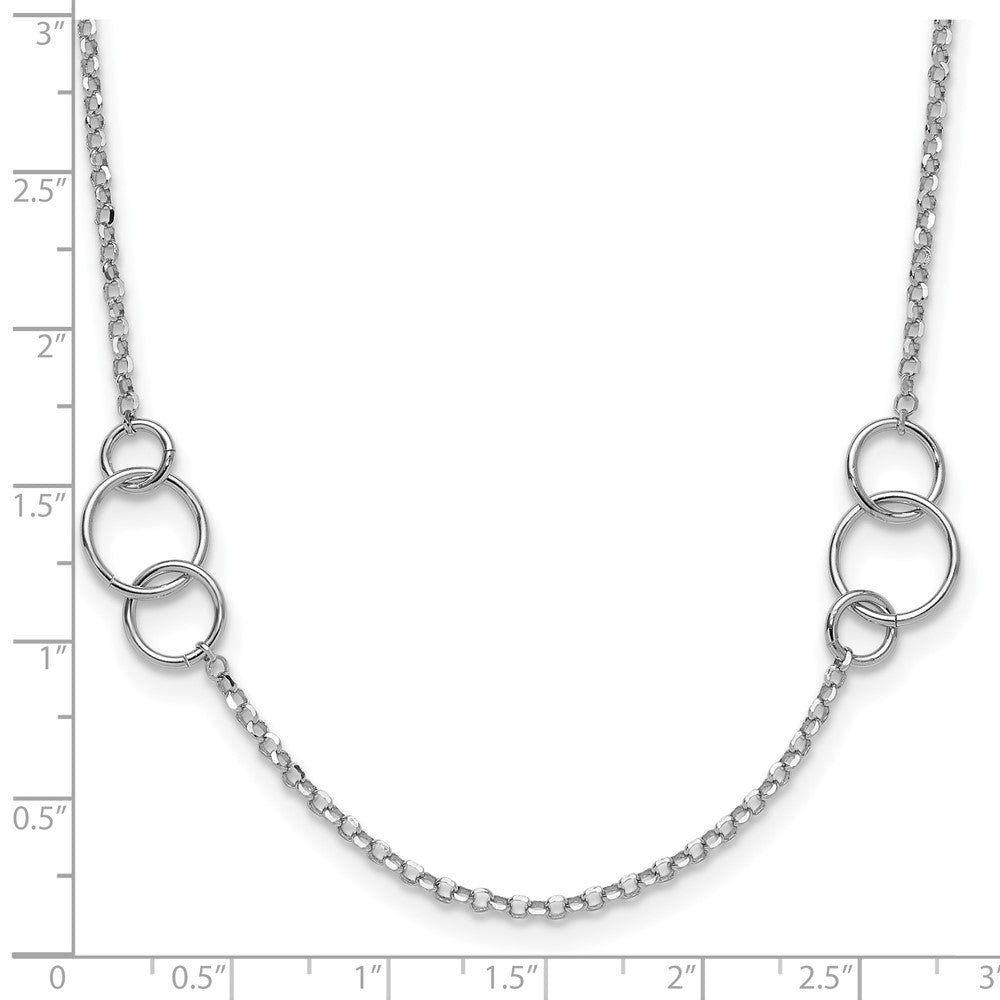 Sterling Silver Rh-plated Polished Circle with 1in ext. Necklace