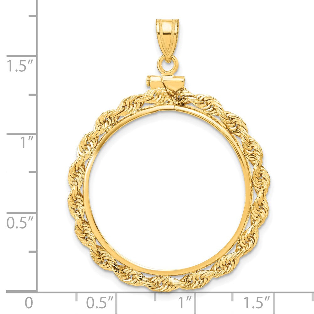 Wideband Distinguished Coin Jewelry 14k Polished Rope 27.0mm x 2.35mm Screw Top Coin Bezel Pendant