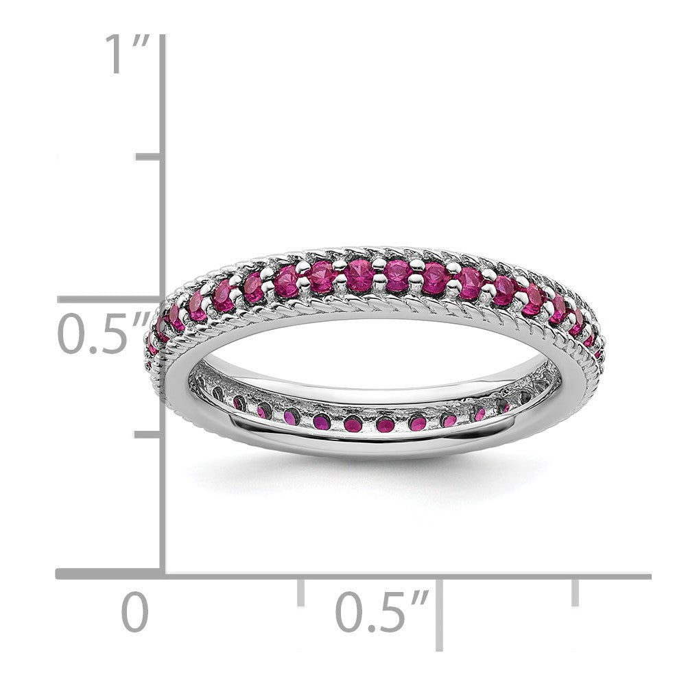 Sterling Silver Stackable Expressions Polished Created Ruby Eternity Ring Size -5